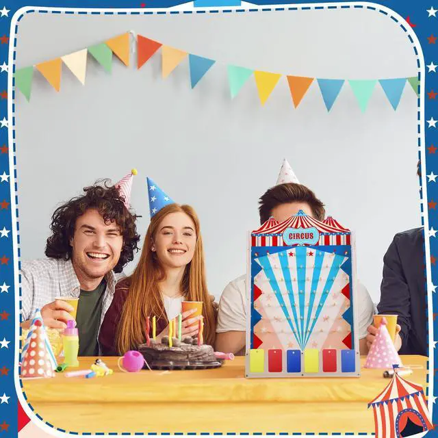 Alt view image 6 of 6 - Disk Drop Game with 10 Disks Fun Carnival Game Circus Theme Party Games Wood Family Board Games for Carnival Party Decorations Birthday Supplies Activities 15.7 x 10 Inch(Classic Circus)