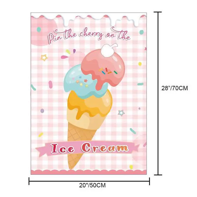 Alt view image 3 of 7 - Pin The Cherry on The Ice Cream Game -Ice Cream Party Game with 21'' x 28'' Poster, Reusable Cherry Sticker Carnival Party Supplies Kids Birthday Party Favor Sets
