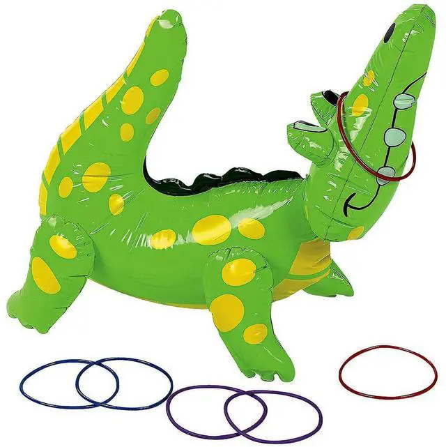 Main image of Inflatable Alligator Ring Toss Game (Includes 6 Rings) Party Games and Activities for Kids