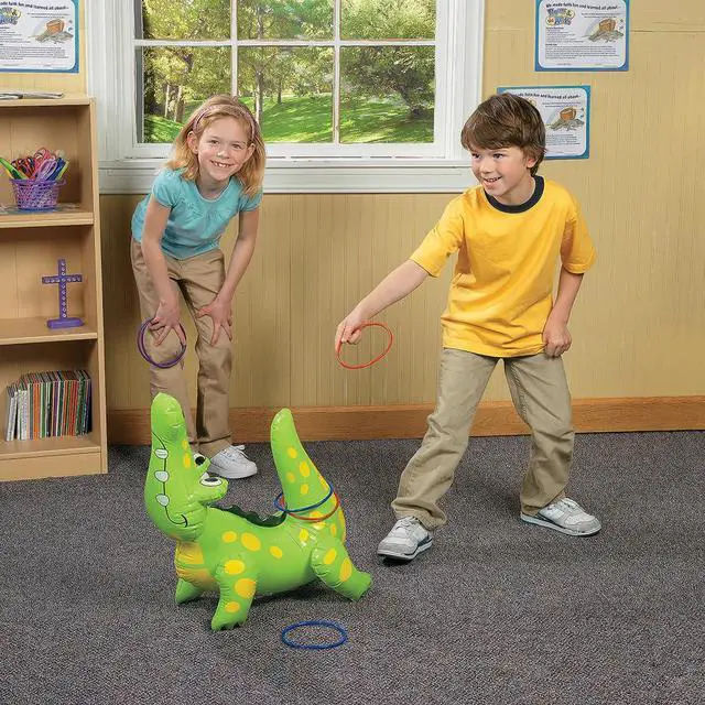 Alt view image 2 of 2 - Inflatable Alligator Ring Toss Game (Includes 6 Rings) Party Games and Activities for Kids