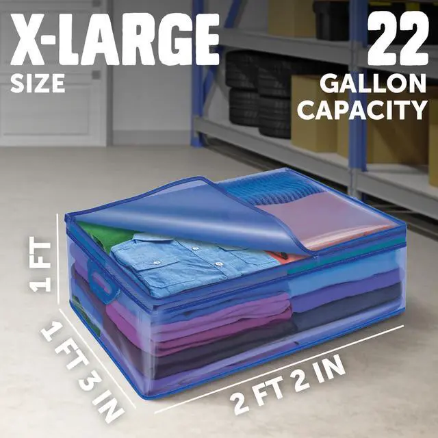 Alt view image 2 of 6 - Flexible Totes, X-Large Size, 22 Gallon, 2 Count Organizing Tote with Zipper and BuiltIn Handles, Flexible & Stackable Clothing and Home Storage Bag