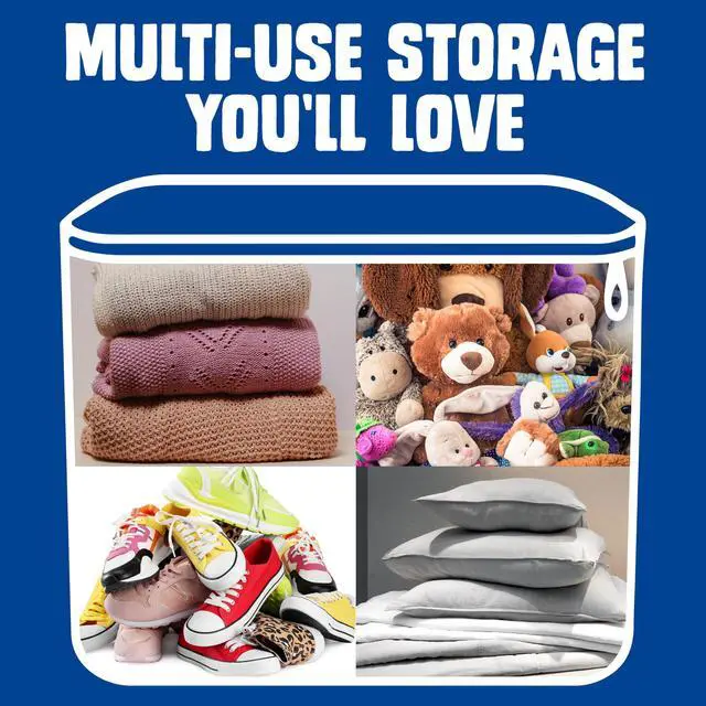 Alt view image 3 of 6 - Flexible Totes, X-Large Size, 22 Gallon, 2 Count Organizing Tote with Zipper and BuiltIn Handles, Flexible & Stackable Clothing and Home Storage Bag