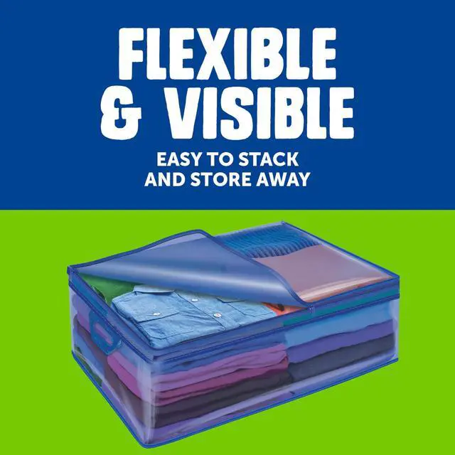 Alt view image 5 of 6 - Flexible Totes, X-Large Size, 22 Gallon, 2 Count Organizing Tote with Zipper and BuiltIn Handles, Flexible & Stackable Clothing and Home Storage Bag