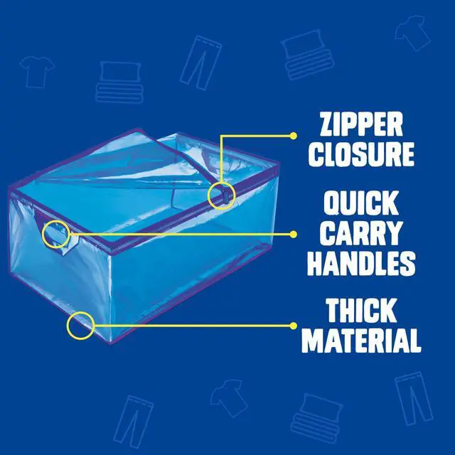 Alt view image 4 of 6 - Flexible Totes, X-Large Size, 22 Gallon, 2 Count Organizing Tote with Zipper and BuiltIn Handles, Flexible & Stackable Clothing and Home Storage Bag
