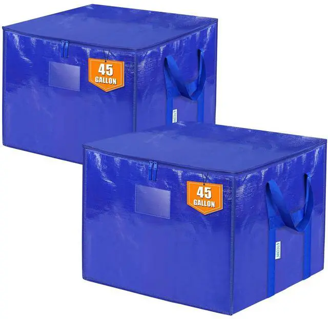 Main image of 2 Pack Extra Large Moving Bags with Zippers & Carrying Handles, Heavy-Duty Storage Tote Moving Boxes for Space Saving (2 PK, 45 Gallon)