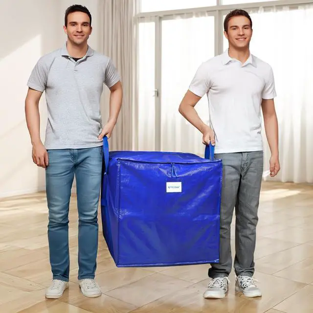 Alt view image 2 of 7 - 2 Pack Extra Large Moving Bags with Zippers & Carrying Handles, Heavy-Duty Storage Tote Moving Boxes for Space Saving (2 PK, 45 Gallon)