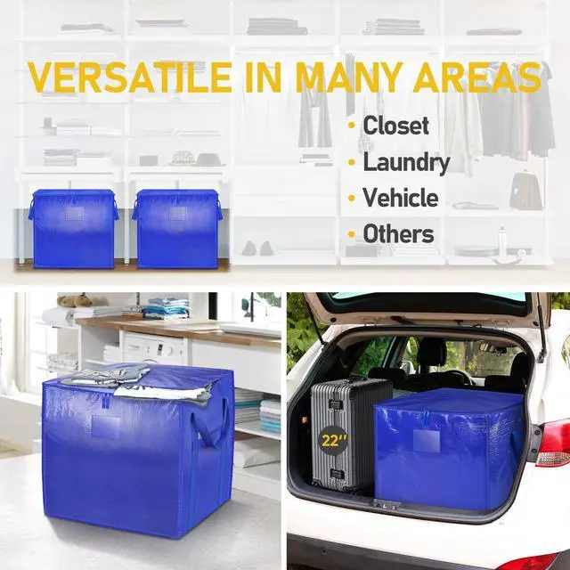 Alt view image 4 of 7 - 2 Pack Extra Large Moving Bags with Zippers & Carrying Handles, Heavy-Duty Storage Tote Moving Boxes for Space Saving (2 PK, 45 Gallon)