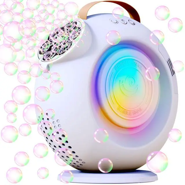 Main image of Bubble Machine, Automatic Bubble Maker Rechargeable, 15000+ Big Bubbles per Min, Colorful LED Lights, 90° 360° Rotatable Portable Electric Bubbles Toy for Kids Toddlers, Outdoor Wedding Party Gifts