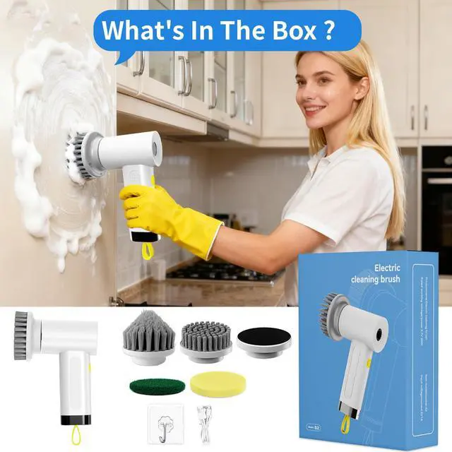 Alt view image 6 of 7 - 3000mAh Cordless Electric Spin Scrubber, 20W High-Torque IPX7 Waterproof Cleaning Brush with 6 Replaceable Heads, Dual Speed 150-180 Mins Runtime for Kitchen Bathroom Car