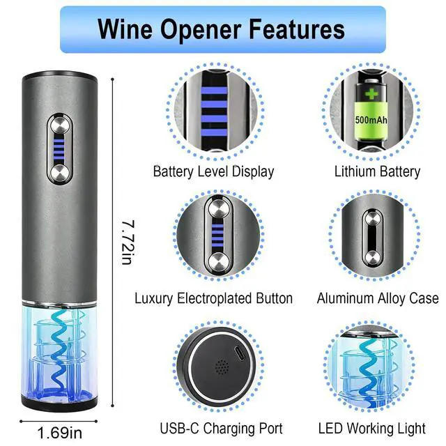 Alt view image 5 of 6 - Electric Wine Bottle Opener, Portable Automatic Wine Opener Set