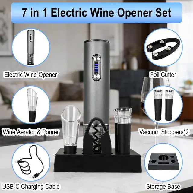 Alt view image 6 of 6 - Electric Wine Bottle Opener, Portable Automatic Wine Opener Set