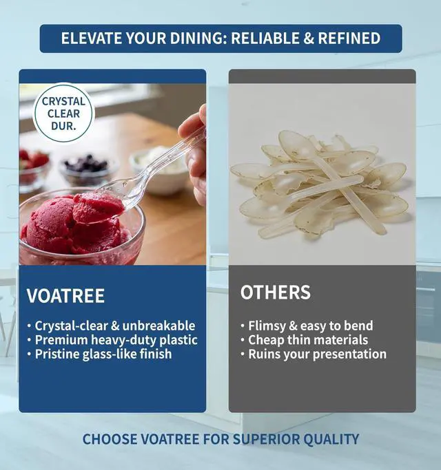 Alt view image 2 of 7 - 390 Count Heavy Duty Disposable Clear Plastic Forks and Spoons,Bulk