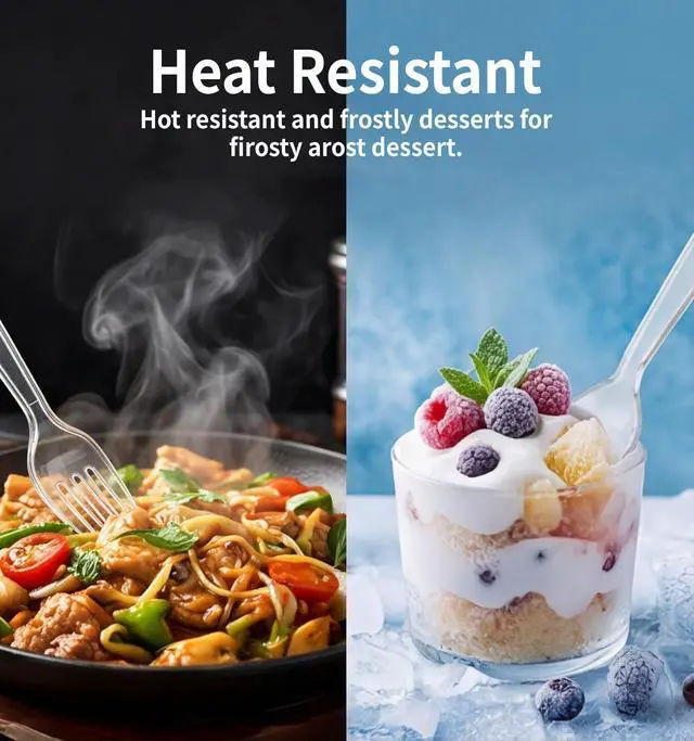 Alt view image 4 of 7 - 390 Count Heavy Duty Disposable Clear Plastic Forks and Spoons,Bulk