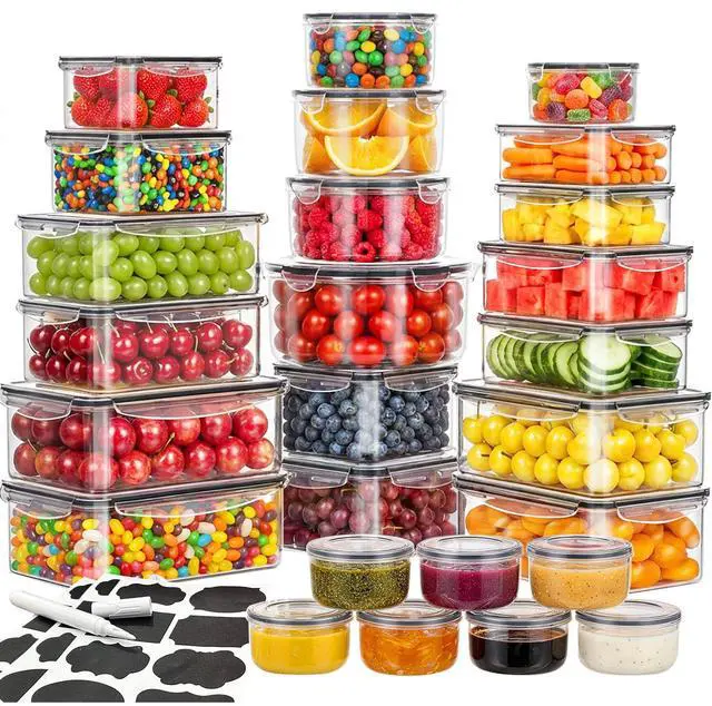 Main image of 52 Pcs Food Storage Containers with Lids Airtight (26 Containers & 26 Lids) - Leakproof Meal-Prep Container for Kitchen Storage and Organization, Stackable Plastic Food Containers with Labels & Pen