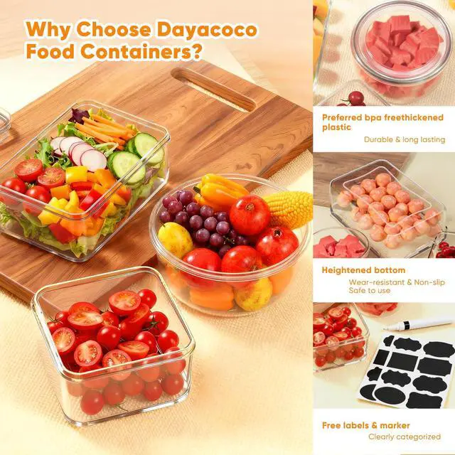 Alt view image 5 of 7 - 52 Pcs Food Storage Containers with Lids Airtight (26 Containers & 26 Lids) - Leakproof Meal-Prep Container for Kitchen Storage and Organization, Stackable Plastic Food Containers with Labels & Pen