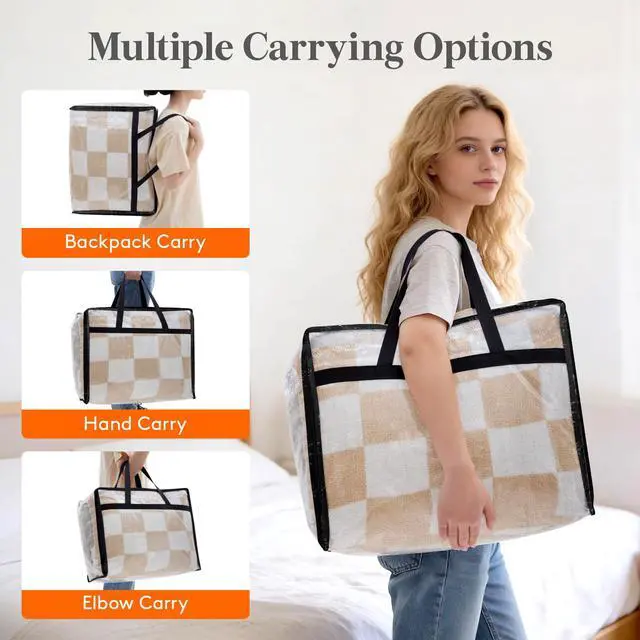 Alt view image 3 of 7 - 6 Pack Clear Blanket Storage Bags, Foldable Plastic Clothes Organizer with Zipper, Closet Organization Containers and Moving Bag for Comforter, Bedding, Duvet, 40L