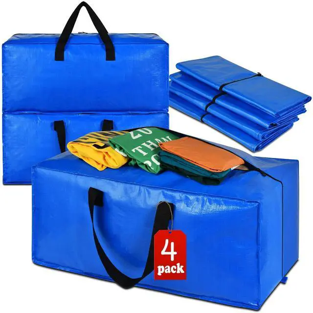 Main image of 4 Pack Heavy Duty Extra Large Moving Bags - Strong Handles& Backpack Straps - Blue Storage Bags Alternative to Moving Boxes Bins, Packing bag Compatible with Ikea Frakta Cart
