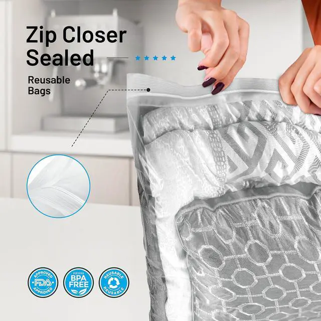 Alt view image 3 of 7 - 12 Count - Large Plastic Bags With Zipper Top, 20 Gallon Size 24" x 32", Extra Large Storage Bags, For Clothes, Travel, Moving, BPA-Free, Heavy Duty 3-Mil Thick