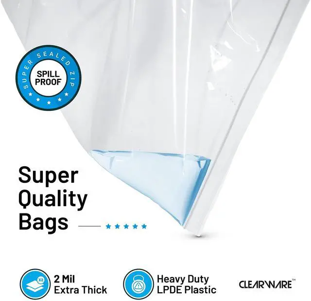 Alt view image 4 of 7 - 12 Count - Large Plastic Bags With Zipper Top, 20 Gallon Size 24" x 32", Extra Large Storage Bags, For Clothes, Travel, Moving, BPA-Free, Heavy Duty 3-Mil Thick