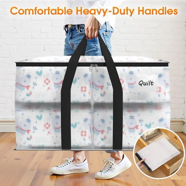 Alt view image 4 of 7 - Moving Bags Extra Heavy Duty Oversized Clear Storage Bags with Reinforced Handle and Double Zippers,Moving Supplies Totes for Storage Packing Dorm Room Essentials Alternative to Moving Boxes