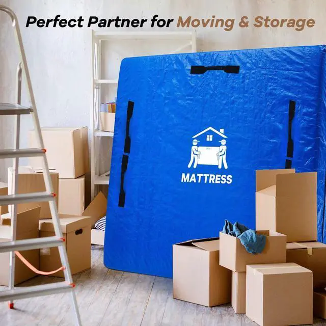 Alt view image 6 of 7 - Mattress Bags for Moving, BETU Mattress Protector Water-Resistant Mattress Cover Queen Size Storage Bags with 8 Durable Handles and Zipper for Bed Extra Thick Large Reusable (82"x62"x15" Blue)
