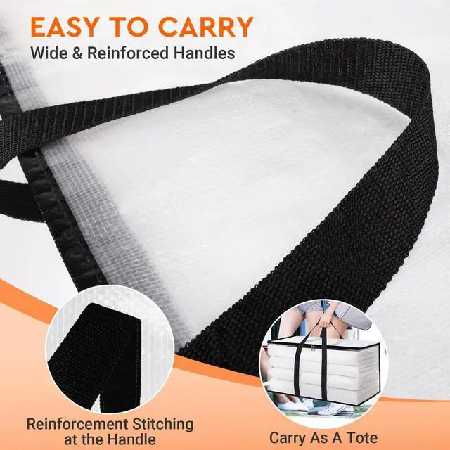 Alt view image 5 of 7 - Clear Moving Bags Heavy Duty 4 Pack, Storage Bags with Zipper, Extra Reinforced Handles & Waterproof Packing Boxes for Moving, Camping, Home Organization 93L/24Gal (28.7"x14.2"x14")