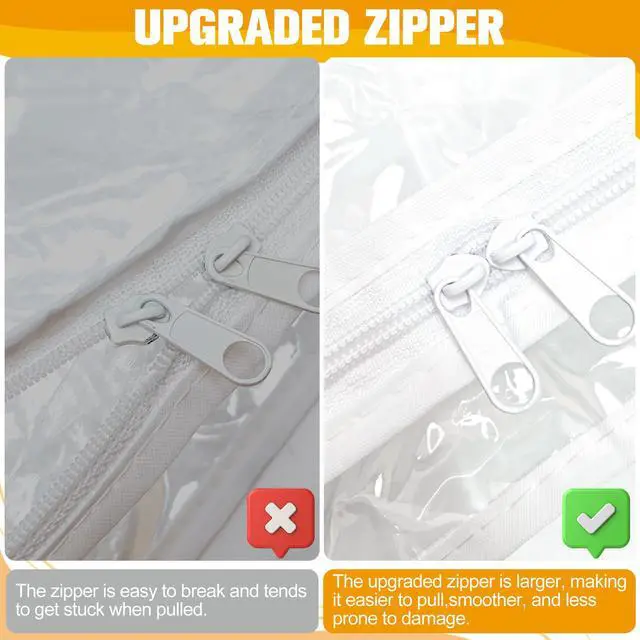 Alt view image 4 of 7 - Plastic Storage Bags with Easy-Glide Zipper, Pack of 6, Durable Clear Vinyl Zippered Storage Bags for Clothes Sweaters Comforters Blankets Sheets Bedding (12 x 12 x 12 Inch, White)