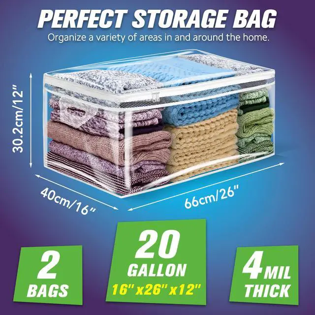 Alt view image 2 of 7 - Large Storage Bag for Clothes, Jumbo Zipper Totes