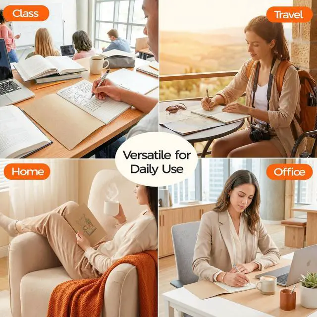 Alt view image 7 of 7 - 5 Pack Kraft Notebooks Bulk A5, 60 Pages Lined Ruled Journals, 8.3x5.5 Inches, Natural Kraft Cover Composition Notebooks for School Office Students Artists