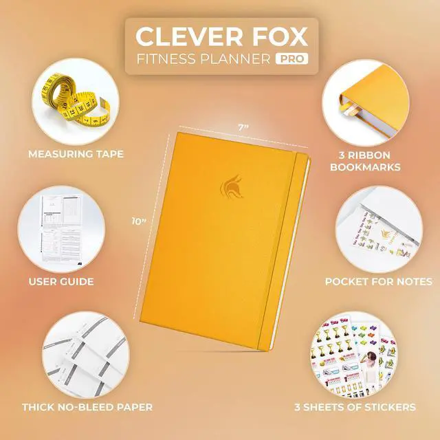 Alt view image 2 of 6 - Fitness Journal PRO Daily Workout Planner with Meal Planner & Habit Tracker Gym Exercise Log Book for Women & Men Fitness Planner Notebook Lasts 6 Months, 7x10 - Amber Yellow