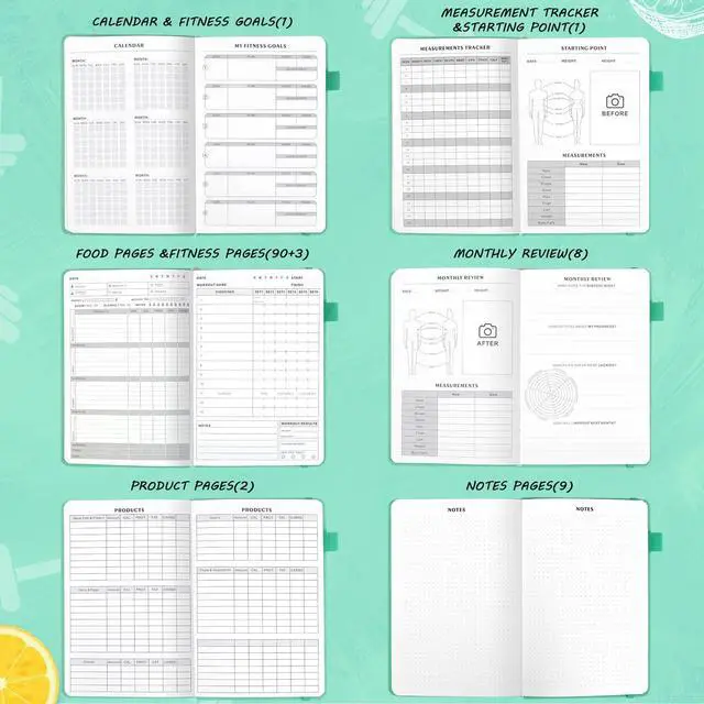 Alt view image 4 of 5 - Food and Fitness Journal Hardcover Wellness Planner Workout Journal for Women Men to Track Meal and Exercise Count Calories Weight Loss Diet Training Weight Loss Tracker Undated Home and Gym