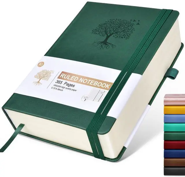 Main image of Lined Journal Notebook -365 Pages A5 Thick Journals for Writing Ruled Notebook, Hardcover Leather Journal for Women Men Daily Journal Notebook for Work, Note Taking, 100Gsm Lined Paper(