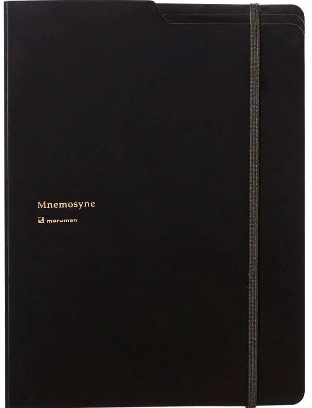 Main image of Mnemosyne Padfolio Notebook, A4, 8.27" x 11.69", Premium Black Folder With Grid Notepad, Includes 5+ Pockets, Pen Holder, & Elastic Closure, Made in Japan