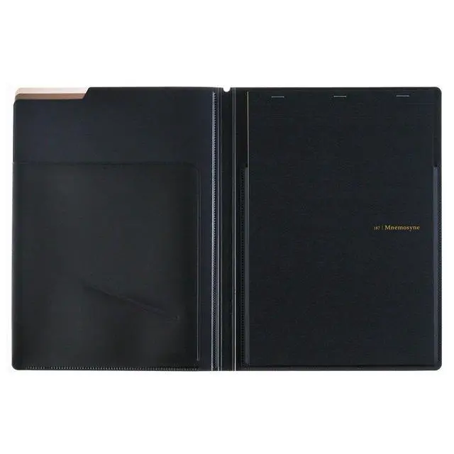 Alt view image 2 of 7 - Mnemosyne Padfolio Notebook, A4, 8.27" x 11.69", Premium Black Folder With Grid Notepad, Includes 5+ Pockets, Pen Holder, & Elastic Closure, Made in Japan