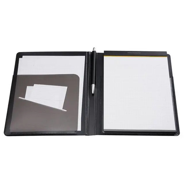 Alt view image 3 of 7 - Mnemosyne Padfolio Notebook, A4, 8.27" x 11.69", Premium Black Folder With Grid Notepad, Includes 5+ Pockets, Pen Holder, & Elastic Closure, Made in Japan