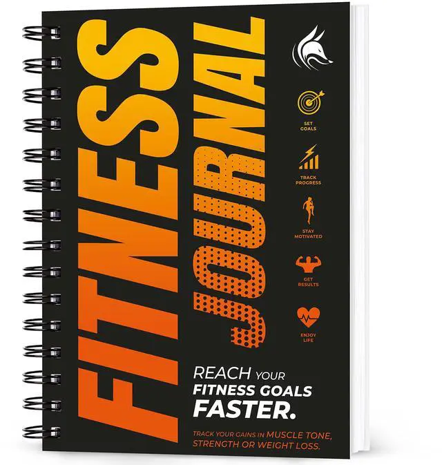 Main image of Fitness Journal Workout Log Book - Daily Fitness Planner Workout Journal for Women and Men. Spiral-Bound, Laminated Cover, Thick Pages, A5 (Orange)