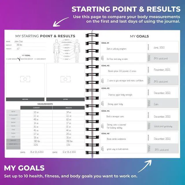 Alt view image 3 of 6 - Fitness Journal Workout Log Book - Daily Fitness Planner Workout Journal for Women and Men. Spiral-Bound, Laminated Cover, Thick Pages, A5 (Orange)