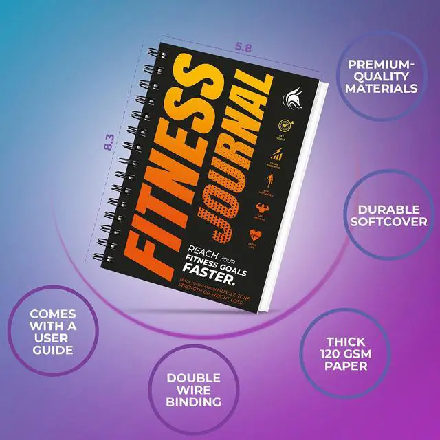 Alt view image 2 of 6 - Fitness Journal Workout Log Book - Daily Fitness Planner Workout Journal for Women and Men. Spiral-Bound, Laminated Cover, Thick Pages, A5 (Orange)