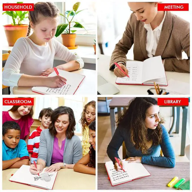 Alt view image 7 of 7 - 5 Pack Journal Notebook Bulk for School, Feela Hardcover Business Notebooks Classic Ruled Lined Journals with Pen Holder for Work Note Taking, with 5 Black Pens, 120 GSM, 5.1x8.3, A5, Red
