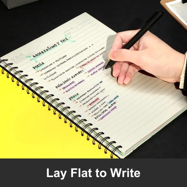 Alt view image 4 of 7 - 2 Pack 5 Subject Notebook with Dividers 220 Pages Spiral Notebooks with Tabs 6x8 A5 Spiral Bound Journal for Note Taking Work School Supplies, Wide Ruled, Black