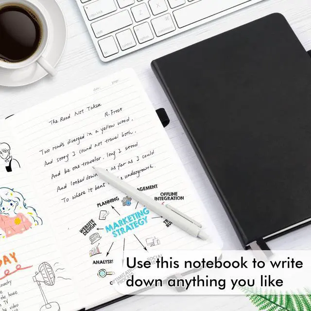 Alt view image 4 of 7 - 3 Pack Notebooks Journals Bulk with 3 Black Pens, A5 Hardcover Notebook Classic Ruled Lined Journal Set with Pen Holder for Work Business Journaling Note Taking, 120 GSM, 5.1x8.3, Black