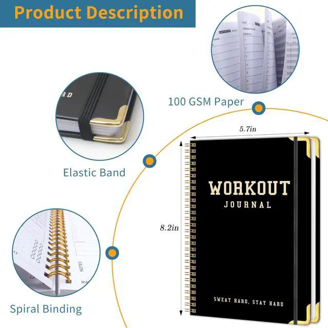 Alt view image 2 of 7 - Fitness Workout Journal for Women & Men, Workout Log Book Planner