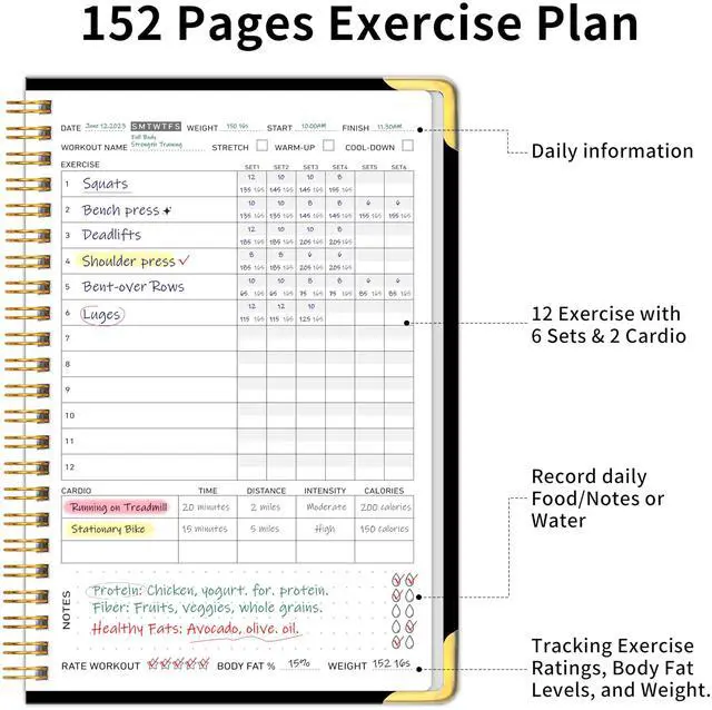 Alt view image 3 of 7 - Fitness Workout Journal for Women & Men, Workout Log Book Planner