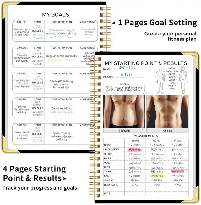 Alt view image 5 of 7 - Fitness Workout Journal for Women & Men, Workout Log Book Planner