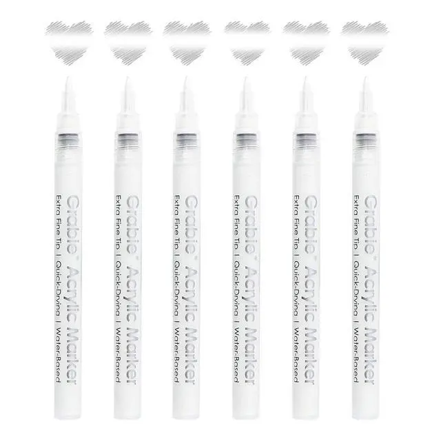 Alt view image 5 of 7 - 6 White Acrylic Paint Markers, 0.7mm Extra Fine Tip Acrylic Paint Pens for Drawing, Coloring Books for Adults