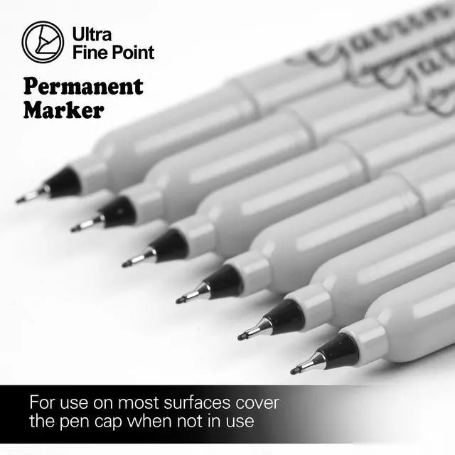 Alt view image 5 of 7 - Ultra Fine Point Black Permanent Markers, 36 Pack Ultra Fine Point Black Permanent Marker set, Works on paper, Plastic, Stone, Glass, Metal