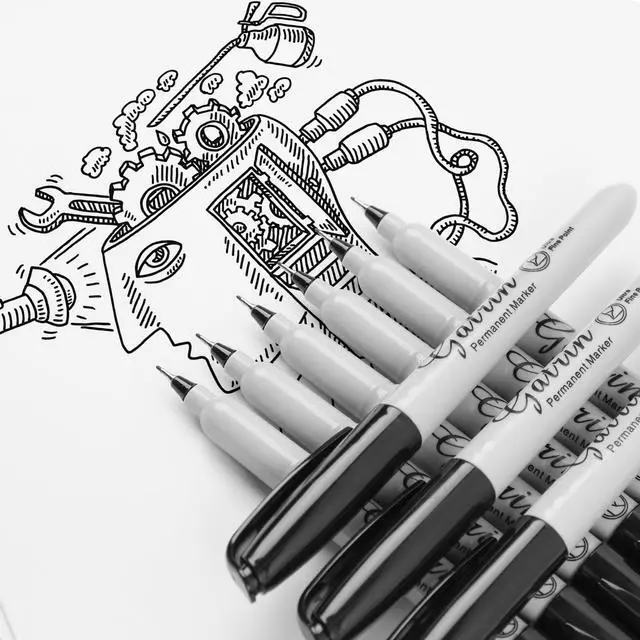 Alt view image 7 of 7 - Ultra Fine Point Black Permanent Markers, 36 Pack Ultra Fine Point Black Permanent Marker set, Works on paper, Plastic, Stone, Glass, Metal