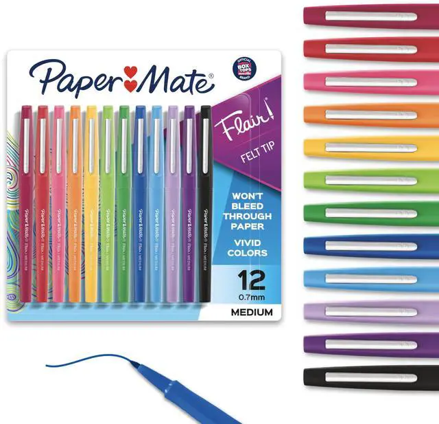 Main image of Flair Felt Tip Pens, Medium Point (0.7mm), 12 Count - For Arts & Crafts, Note-Taking, Journaling, School Supplies for Teachers & Students