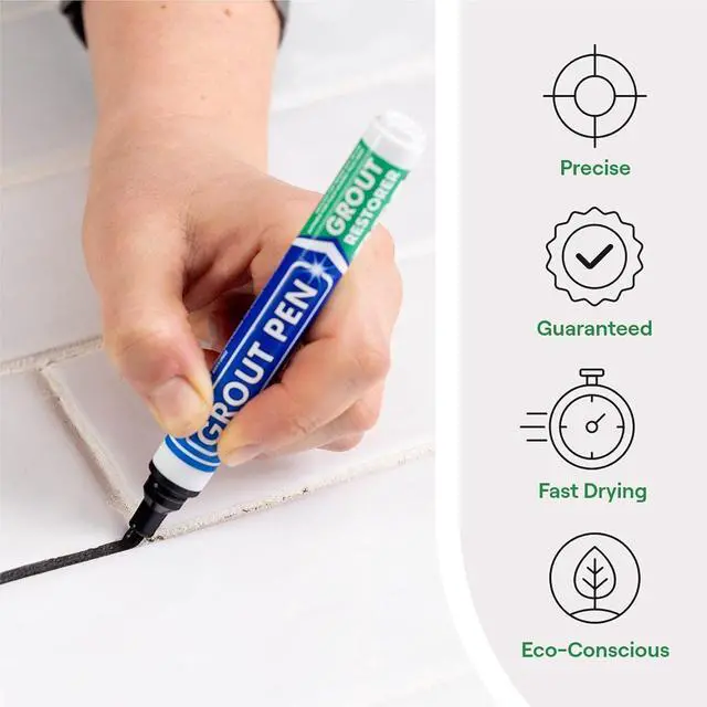 Alt view image 2 of 7 - Grout Pen Black Tile Paint Marker: Waterproof Grout Paint, Tile Grout Colorant and Sealer Pen - Black, Wide 15mm Tip (20mL)