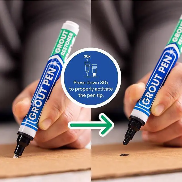 Alt view image 4 of 7 - Grout Pen Black Tile Paint Marker: Waterproof Grout Paint, Tile Grout Colorant and Sealer Pen - Black, Wide 15mm Tip (20mL)